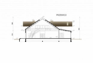 Drewniany Dom Weselny - gotowy projekt budowlany - przekrój - 1